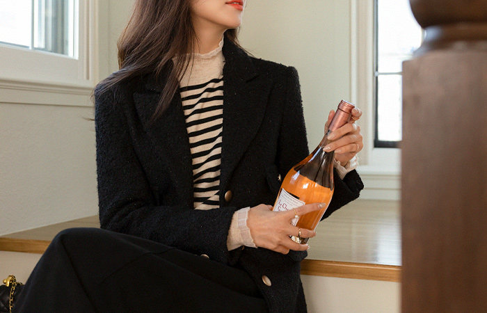 闪亮 黄金 扣子 泡沫 稍厚的 羊毛 夹克