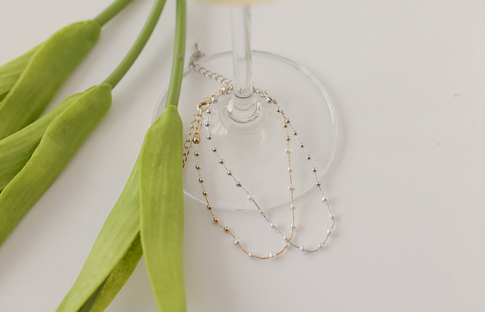 珍珠&闪亮 球 镯子