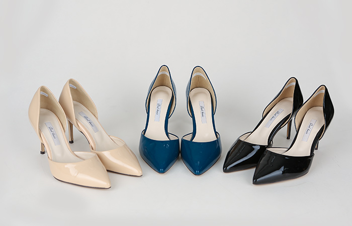 牛皮漆皮浅口式鞋