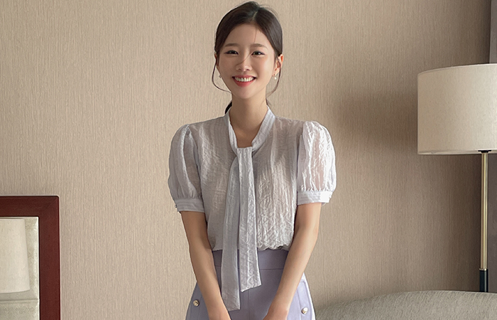 罗彻 透视 领带 罩衫