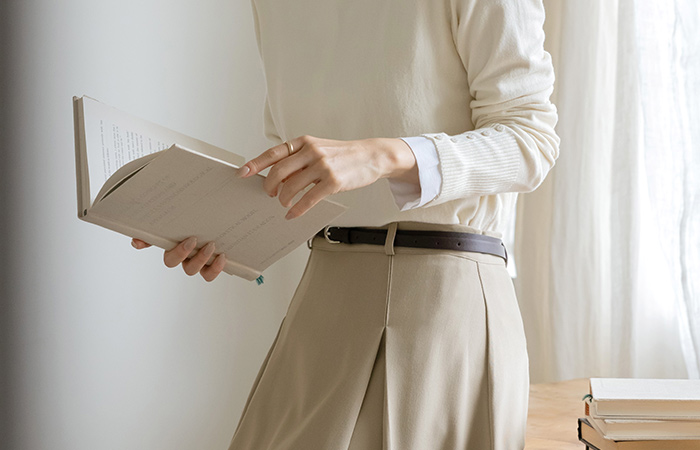 细褶 A字型 裙子_腰带