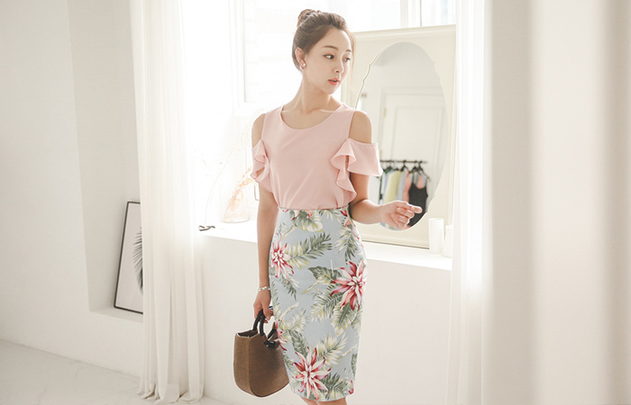 可爱女衬衫teuim皱褶袖