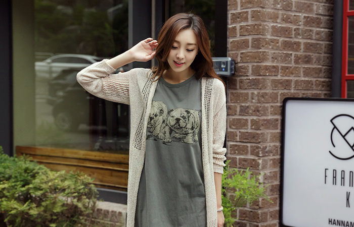 摩卡棕色SCSI长款开衫