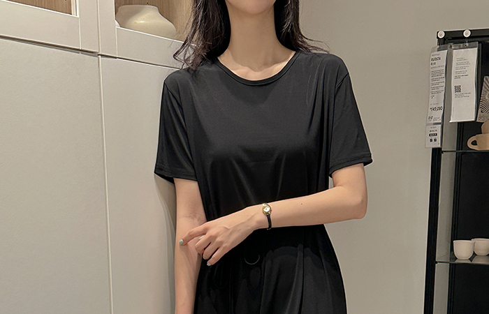 凉爽 冰 舒服 短袖 长款 连衣裙(+腰带)